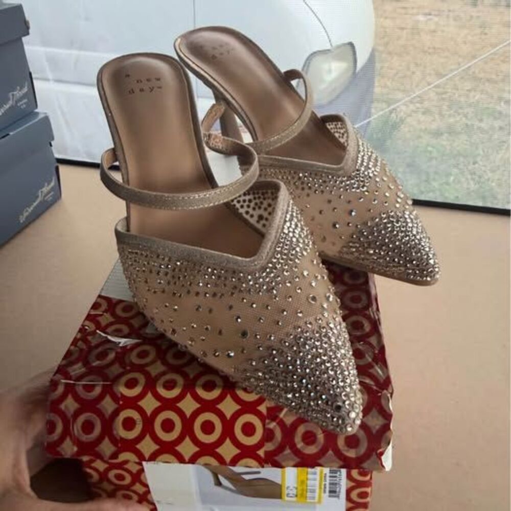A New Day Rhinestone Pointed Toe Mules